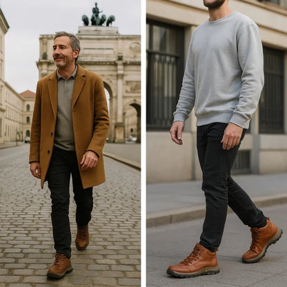 (🎁Oferta ograniczona czasowo) Buty z miękkiej i wygodnej włoskiej skóry cielęcej 🐂 Ręcznie szyte, wodoodporne i antypoślizgowe ✅ Wsparcie łuku stopy: wygodne chodzenie
