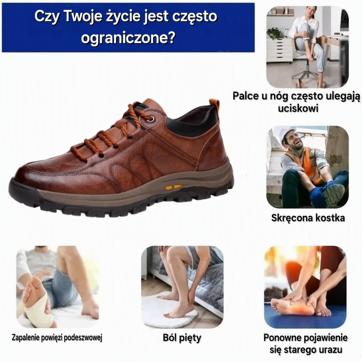 ⏰50% zniżki dziś – nie przegap okazji! 🐂Wodoodporne i antypoślizgowe 🦶buty ortopedyczne ze skóry krowiej dla mężczyzn, które łagodzą ból nóg