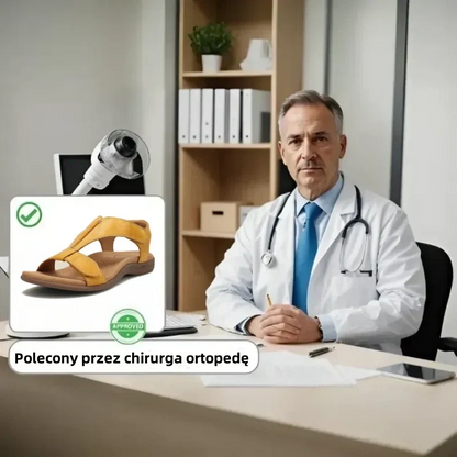 🔥 Letnie sandały ortopedyczne dla kobiet — z podparciem łuku stopy, płaską podeszwą i szerokim fasonem — idealny wybór dla ulgi przy zapaleniu powięzi podeszwowej — chodź z lekkością przy każdym kroku i pożegnaj ból ✅