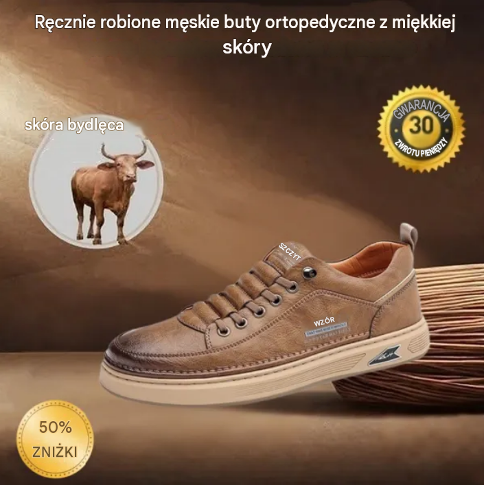 (🎉Ograniczona czasowo zniżka 50% - oferta ważna tylko dziś - nie przegap) - Męskie buty ortopedyczne wykonane z australijskiej skóry cielęcej ✅ Wygodne chodzenie i ulga w bólu